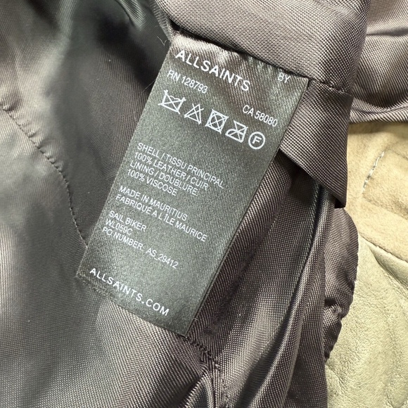 AllSaints Leather Sail Biker Moto Jacket Green Women's Size US 6 NWT Distressed - Picture 8 of 14